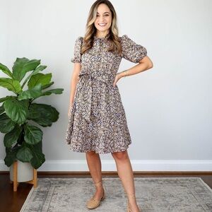 Boden Tiered Shirt Dress in Citronelle, Petal (109)